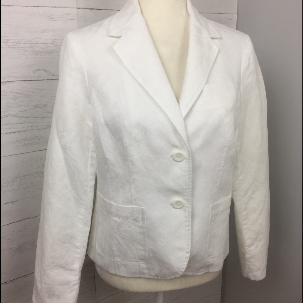 White blazer with subtle pattern.  Washes great